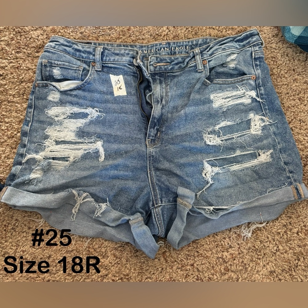 American Eagle Outfitters Women's Ripped Blue Jean Shorts